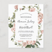 Budget Stusty Pink Rose Floral Wedding Flyer (Voorkant)