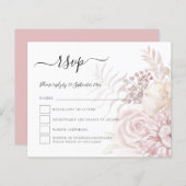Budget Stusty Pink Tinted Florals Wedding RSVP (Voorkant / Achterkant)