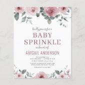 Budget Stusty Roos Floral Baby Sprinkle Uitnodigin Flyer (Voorkant)