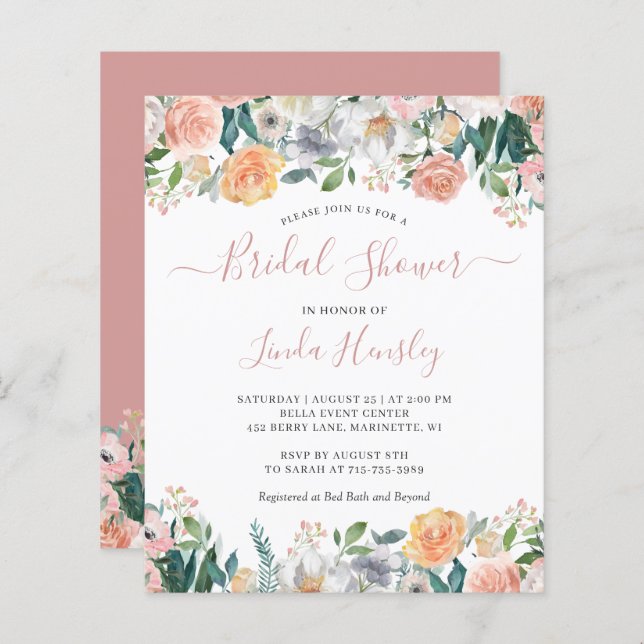 Budget Stusty Roos Floral Bridal Shower (Voorkant / Achterkant)