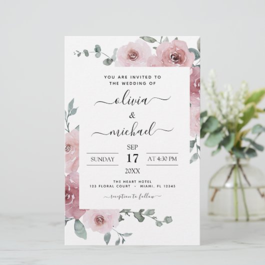 Budget Stusty Roos Pink Floral Wedding (Staand voorkant)