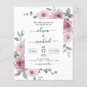 Budget Stusty Roos Pink Floral Wedding Flyer (Voorkant)