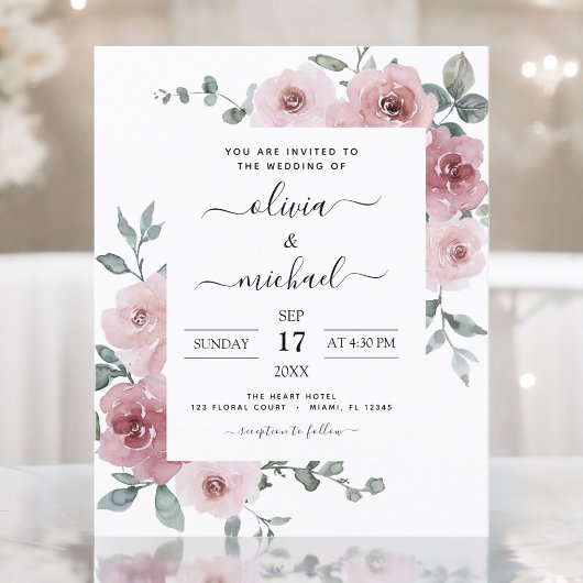 Budget Stusty Roos Pink Floral Wedding Flyer