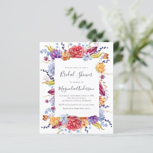 Budget Succulent Bridal Shower Invitation (Staand voorkant)