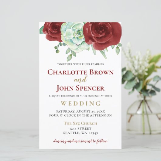 Budget succulente bruybruiloft-uitnodiging (Staand voorkant)