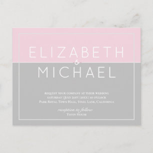 Budget Sugar roze Gray Wedding Moderne Briefkaart
