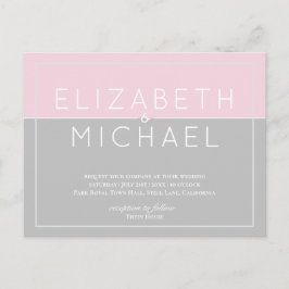Budget Sugar roze Gray Wedding Moderne Briefkaart