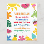 Budget Summer Birthday Party Uitnodiging (Voorkant)