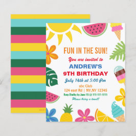 Budget Summer Birthday Party Uitnodiging