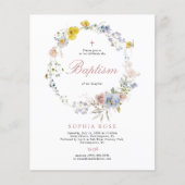 Budget Summer Boho Wildbloemen Baptisme Uitnodigin (Voorkant)