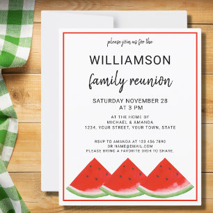 Budget Summer Family Reunion Watermelon Uitnodigin
