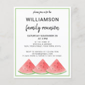 Budget Summer Family Reunion Watermelon Uitnodigin (Voorkant)
