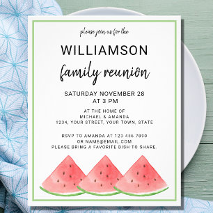 Budget Summer Family Reunion Watermelon Uitnodigin Flyer