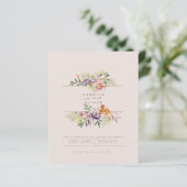Budget Summer Floral Wedding Invite QR Code RSVP (Staand voorkant)