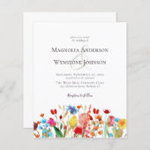 Budget Summer Floral Wildflower Wedding Invitation (Voorkant / Achterkant)