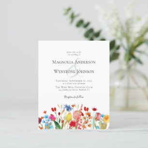 Budget Summer Floral Wildflower Wedding Invitation