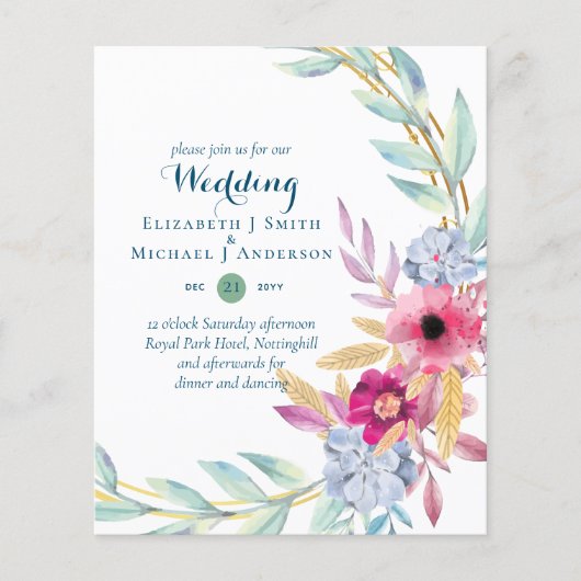 BUDGET Summer Flowers Wedding Invitations (Voorkant)