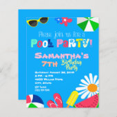 Budget Summer Pool Party Birthday Beach (Voorkant / Achterkant)