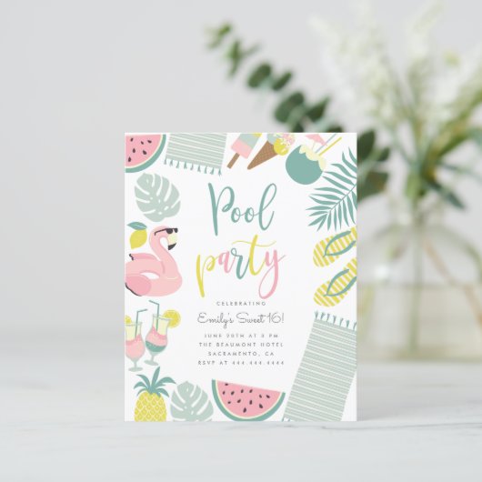 Budget Summer Pool Party Script Sweet 16 Birthday (Staand voorkant)