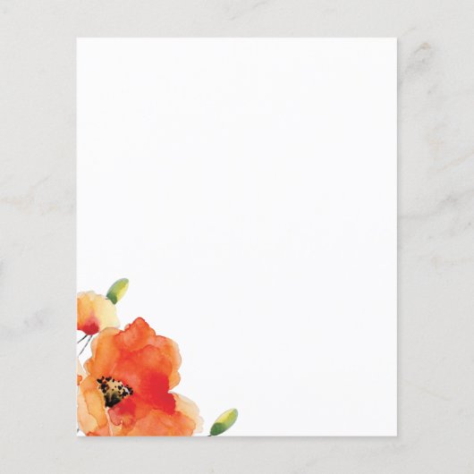 Budget Summer Poppy Baby Sprinkle Uitnodiging (Achterkant)