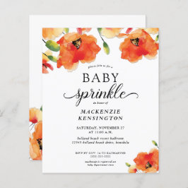 Budget Summer Poppy Baby Sprinkle Uitnodiging