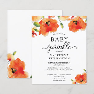 Budget Summer Poppy Baby Sprinkle Uitnodiging