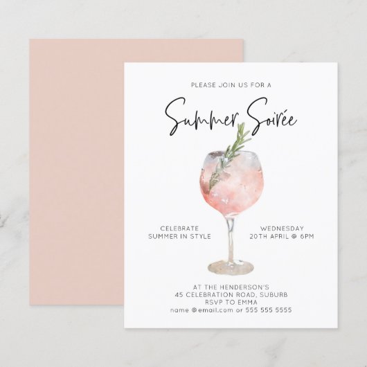 Budget Summer Soiree Drinken Cocktail Party Pink (Voorkant / Achterkant)