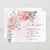 Budget Summer Spring Blush Floral Save the Date (Voorkant / Achterkant)