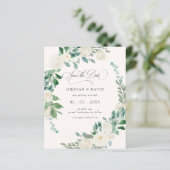 Budget Summer Spring Ivory Floral Save the Date (Staand voorkant)