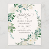 Budget Summer Spring Ivory Floral Save the Date (Voorkant)