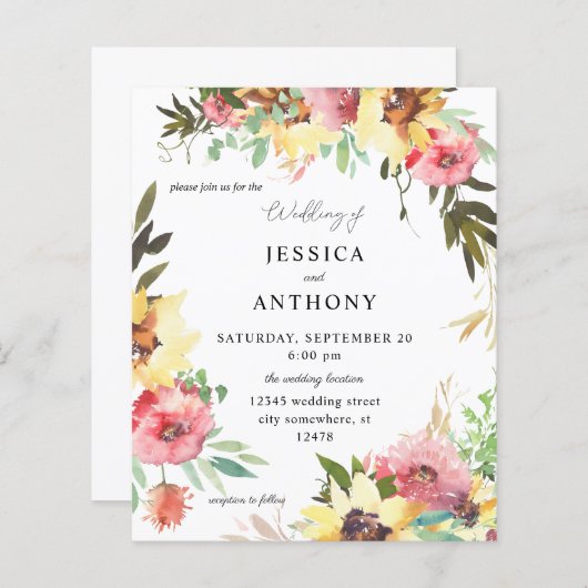 Budget Summer Sunflower Floral Wedding 2 (Voorkant / Achterkant)