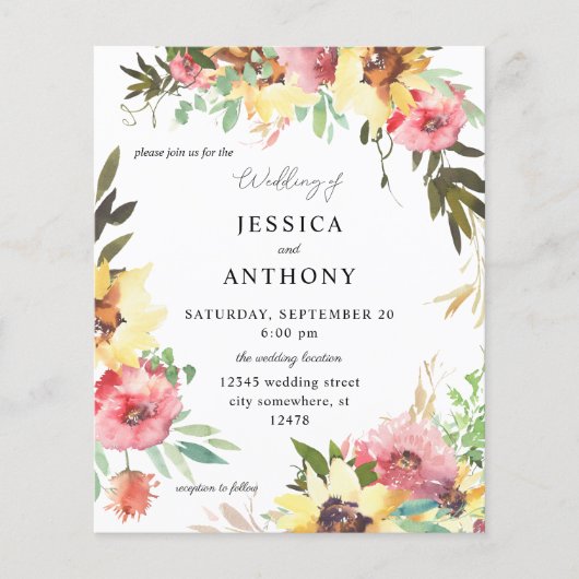 Budget Summer Sunflower Floral Wedding 2 (Voorkant)