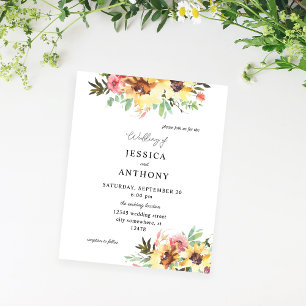 Budget Summer Sunflower Floral Wedding Flyer