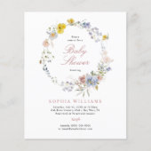 Budget Summer Wildflower Baby shower Invitation (Voorkant)