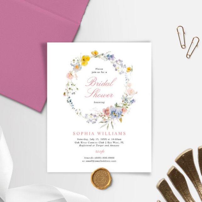 Budget Summer Wildflower Bridal Shower Invitation (Creator heeft geüpload)