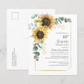 Budget Sunflower 40th Birthday Party Invitation (Voorkant / Achterkant)