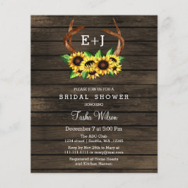 Budget Sunflower Antlers Bridal Shower Uitnodiging
