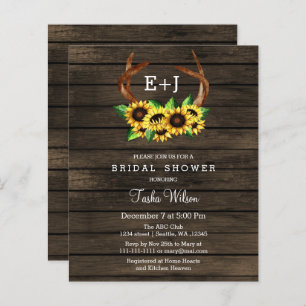 Budget Sunflower Antlers Bridal Shower Uitnodiging