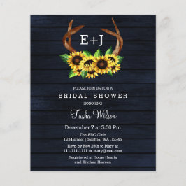 Budget Sunflower Antlers Bridal Shower Uitnodiging