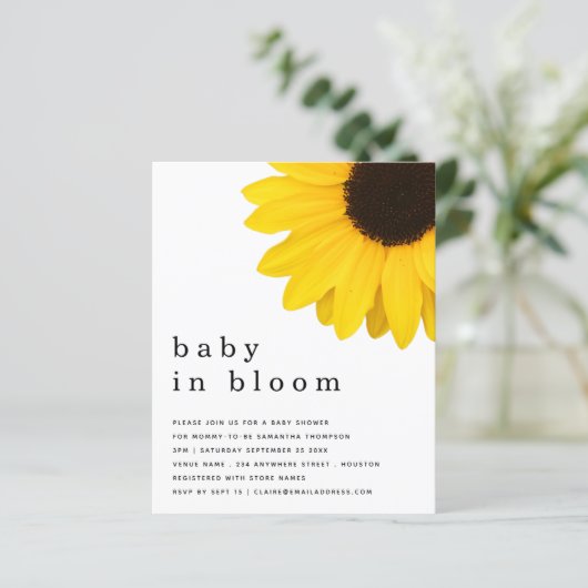 BUDGET Sunflower Baby in Bloom Shower Invite (Staand voorkant)