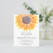 Budget Sunflower Baby shower Uitnodiging Kaart (Staand voorkant)