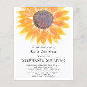 Budget Sunflower Baby shower Uitnodiging Kaart (Voorkant)
