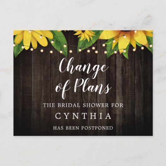 Budget Sunflower Barn Wood String Lights Uitgestel Briefkaart (Voorkant)