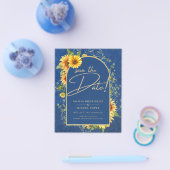 BUDGET Sunflower BLUE Weddenschap Save the Date Flyer (Enkel)