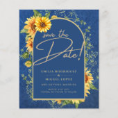 BUDGET Sunflower BLUE Weddenschap Save the Date Flyer (Voorkant)