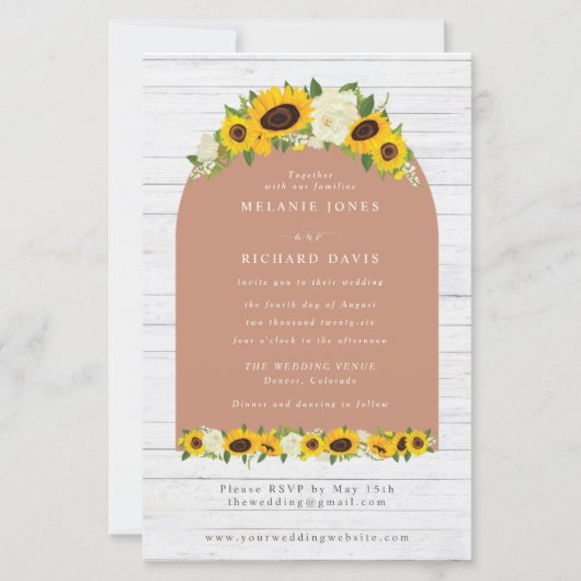 Budget Sunflower Boho RSVP Wedding Invitation (Voorkant)