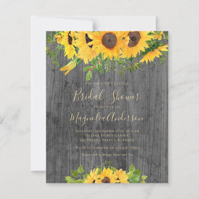 Budget Sunflower Bridal Shower Invitation (Voorkant)