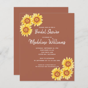 Budget Sunflower Bridal Shower Invitation