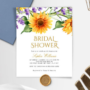 Budget Sunflower Bridal Shower Invitation
