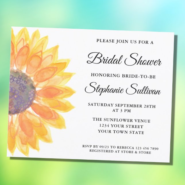 Budget Sunflower Bridal Shower Invitation (Creator heeft geüpload)